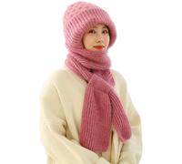 Women Winter Scarves Integrated Ear Protection Windproof Cap Scarf, Winter Warm Knitting Thick Warm Ear Guard Hat Scarf for Women,2 in 1 Mask Scarf Knitted Hat for Women