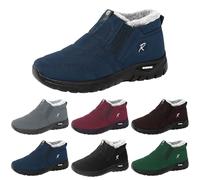 Women Winter Snow Boots Waterproof Warm Cotton Faux Fur Lined Winter Shoes Slip on Comfortable Non Slip Ankle Boots Lightweight Outdoor Walking Ankle Booties Shoes UK 5 Clearance #2_Dark Blue