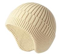 Women Winter Warm Beanie Hat Ear Flaps, Men Earflap Wool Knit Skull Cap for Cold Weather Outdoor M-E-H-H1, Beige, One Size