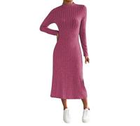 Women Winter Warm Cable Knitted Jumper Dresses Ladies Long Maxi Party Dress Top Casual Long Sleeve Knitted Jumper Midi Dresses for Women UK Party Plain Below the Knee Jumper Dresses Clearance