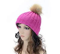 Women Winter Warm Knitted Cute Rabbit F- Yarn Hat Paper Cup Hat (Hot Pink, One Size)