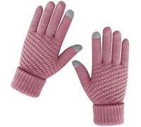 Women Winter Warm Touch Screen Gloves Knitted Soft Elastic Thick Gloves for Clod Weather - Pink - One Size