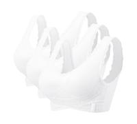 Women Wireless Lace Bra - Adjustable Front Cross Side Buckle Bras Seamless Comfy Wide Straps Underwear Plus Size for Leisure Yoga