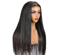 Women With Middles -Length Straight Hair Long Soft Hair Black Color Synthetic Lace Frontal Wigs Long Silky Synthetic Wigs