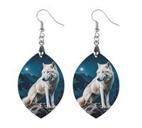 Women Wolf in The Misty Wooden Earrings Lightweight Dangle Earrings Geometric Drop Earring Vintage Apricot Retro Daily Wear Jewelry Gift for Wedding Party Graduation