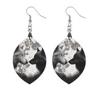 Women Wolves Under The Moon Wooden Earrings Lightweight Dangle Earrings Geometric Drop Earring Vintage Apricot Retro Daily Wear Jewelry Gift for Wedding Party Graduation