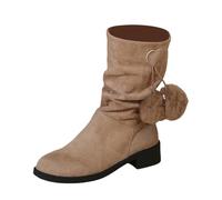 Women Women's Mid Calf Boots Fashion Suede Ankle Winter Rain Lug Sole Block Heel City Walking Country Walk Over The Knee Stretch High (10) Khaki