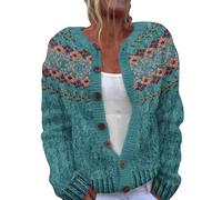 Women Wool Cardigan Jumpers Fair Isle Classic Multicoloured Warm Buttoned Sweater Coat Vintage Jumpers Jackets Ladies Plus Size Casual Going Out Outerwears Long-Sleeve Soft Warm Tops