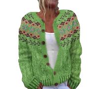 Women Wool Cardigan Jumpers Fair Isle Classic Multicoloured Warm Buttoned Sweater Coat Vintage Jumpers Jackets Ladies Plus Size Casual Going Out Outerwears Long-Sleeve Soft Warm Tops