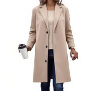 Women Wool Coat,Thicken Woolen Windproof Warm Single-breasted Trench Coats,Ladies Solid Long Sleeve Lapel Inner Lining Thermal Pea Overcoat Autumn Winter Long Jacket Windbreaker with Pockets S-5XL