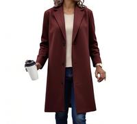 Women Wool Coat,Thicken Woolen Windproof Warm Single-breasted Trench Coats,Ladies Solid Long Sleeve Lapel Inner Lining Thermal Pea Overcoat Autumn Winter Long Jacket Windbreaker with Pockets S-5XL