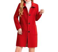 Women Wool Coat,Thicken Woolen Windproof Warm Single-breasted Trench Coats,Ladies Solid Long Sleeve Lapel Inner Lining Thermal Pea Overcoat Autumn Winter Long Jacket Windbreaker with Pockets S-5XL