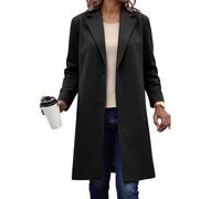 Women Wool Coat,Thicken Woolen Windproof Warm Single-breasted Trench Coats,Ladies Solid Long Sleeve Lapel Inner Lining Thermal Pea Overcoat Autumn Winter Long Jacket Windbreaker with Pockets S-5XL