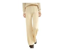 Women Wool Wide Leg Pants Women's High Waist Straight Floor Pants Loose Casual Wool Knitted Trousers Rice White S