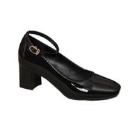 Women Work Shoes Comfy Low Block Mary Jane Heels Closed Square Toe Pumps Shoes for Women Black