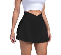 Women Workout Running Scort Tennis Skirt with Shorts Pockets Golf Skorts Sport Skirts High Waisted Skater School Mini Skirt Black