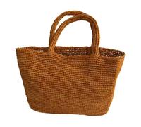 Women Woven Beach Bags Solid Color Tote Straw Bag Large Capacity Handmade | Natural Raffia Straw Material Handmade Crochet Craftsmanship Spacious and Thoughtful Design Multi-Scene Versatility and