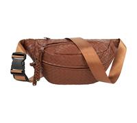 Women Woven Pattern Faux Leather Fanny Pack Waist Bag Chest Bag Cross Body Bag, Brown, One Size