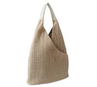 Women Woven Straw Hobo Shoulder Tote Bag Summer Vacation Beach Handbag（Beig
