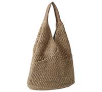 Women Woven Straw Hobo Shoulder Tote Bag Summer Vacation Beach Handbag（Khak