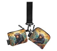 Women Wristlet Coin Purse Keychain Card Wallet Change Pouch Chimpanzee Gorilla 2 Portable Mini Bags Dual Pouch