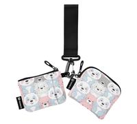 Women Wristlet Coin Purse Keychain Card Wallet Change Pouch Cute Fat Bear Portable Mini Bags Dual Pouch