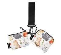 Women Wristlet Coin Purse Keychain Card Wallet Change Pouch Fat Animals Portable Mini Bags Dual Pouch