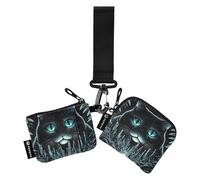 Women Wristlet Coin Purse Keychain Card Wallet Change Pouch Fat Big Cat Portable Mini Bags Dual Pouch