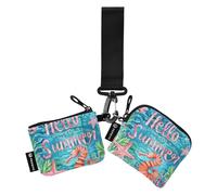 Women Wristlet Coin Purse Keychain Card Wallet Change Pouch Marine Hello Summer Portable Mini Bags Dual Pouch