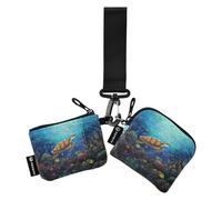 Women Wristlet Coin Purse Keychain Card Wallet Change Pouch Sea Turtle 1 Portable Mini Bags Dual Pouch