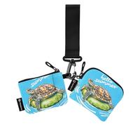 Women Wristlet Coin Purse Keychain Card Wallet Change Pouch Turtle Hello Summer Portable Mini Bags Dual Pouch