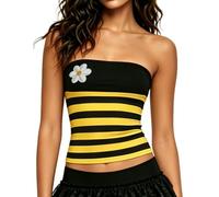 Women Y2k Camisoles Crop Top Ladybug Bee Halloween Costume Going Out Tops | Red Polka Dot Lady Bug Top Yellow Black Striped Sleeveless Backless Daisy Crop Top for Cosplay Party Summer Streetwear