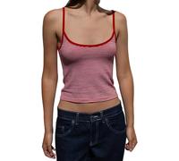 Women Y2K Camo Maple Print Spaghetti Strap Crop Cami Tops Sleeveless Scoop Neck Backless Summer Tank Aesthetic (Red#2, S)