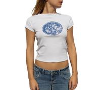 Women Y2k Graphic Baby Tee Short Sleeve Cute Print Aesthetic Crop Tops E-Girls Slim Fit T Shirts Vintage Summer(GG7-Disco Ball,L)