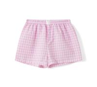Women Y2k Pajamas Shorts Micro Button Boxers Elastic Waist Cute Pj Bottoms Summer Plaid Lounge Short, B02 Pink, L
