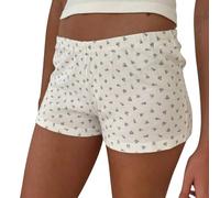 Women Y2k Pajamas Shorts Micro Button Boxers Low Waist Cute Pj Bottoms Slim Booty Shorts Summer Lounge Short Sleepwear (D-Light Blue, S)
