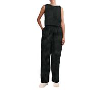 Women Y2k Plaid Pajamas Set Sleeveless Gingham Tank Top Wide Leg Barrel Pants Suits Cute 2 Piece Lounge Sleepwear