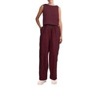 Women Y2k Plaid Pajamas Set Sleeveless Gingham Tank Top Wide Leg Barrel Pants Suits Cute 2 Piece Lounge Sleepwear