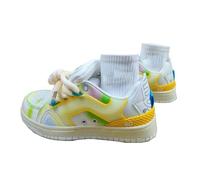Women Y2K Platform Sneakers Kawaii Trainers ，Chunky Low-Top Colourful Patchwork Street Style Walking Shoes(7,Yellow)