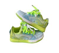 Women Y2K Platform Sneakers Kawaii Trainers ，Chunky Low-Top Colourful Patchwork Street Style Walking Shoes(7,Green)