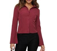 Women Y2K Striped Fitted Button Down Shirt Long Sleeve Lapel Collar Blouse Shirt V Neck Aesthetic Coquette Top