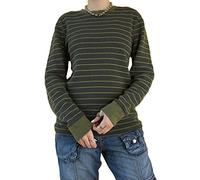 Women Y2k Striped Shirts Casual Long Sleeve Round Neck T-Shirt Vintage Harajuku Teen Girls Baggy Tee Tops Streetwear (C-Green, M)