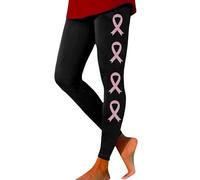 Women Yoga Leggings Winter Warm Pants Soft Trouser Womens Breast Cancer Awareness Ribbon Print Leggings Women's Leggings with Pockets (Black, XL)