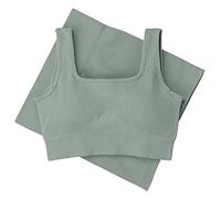Women Yoga Sets Seamless Ribbed 2 Piece Sports Cropped Vest Top High Waist Legging Gym Workout Outfits Exercise Tracksuit Cycling Sportswear