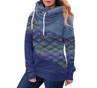 Women Zip Up Hoodie Oversized Sweatshirt Jumpers Friendship Gifts for Women Back to School Season Ladies Long Sleeved Top Stitching Printed Hooded Sweater Tops Sale Clearance Blue
