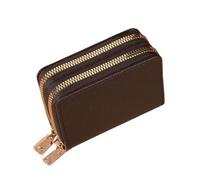 Women Zipper Short Style Purse LycheePattern Large Capacity Multi CaroSlot(Coffee)
