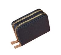 Women Zipper Short Style Purse LycheePattern Large Capacity Multi CaroSlot(Dark Blue)