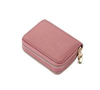 Women Zipper Short Style Purse LycheePattern Large Capacity Multi CaroSlot(Dark Pink)