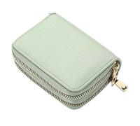 Women Zipper Short Style Purse LycheePattern Large Capacity Multi CaroSlot(Light Green)