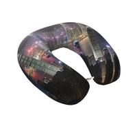 WOmeng Aerial Night of View Hong Kong Print Comfortable U-Shaped Neck Support Flexibility Pillow Long Flights Road Trips Use